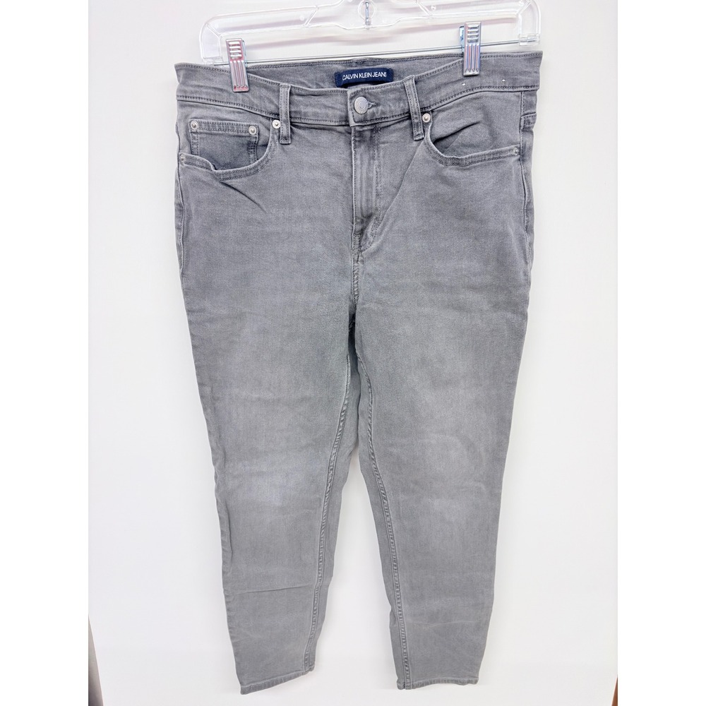 Calvin Klein Minimalist Skinny Jeans Women 31 Grey Stretch Denim Streetwear